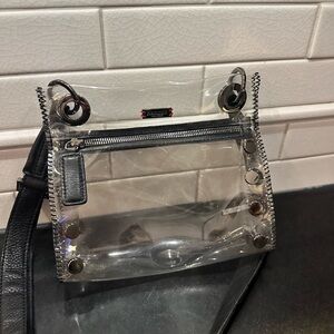 Hammitt Tony Small Clear Grommet Black Studded Crossbody Concert/Stadium Bag!
